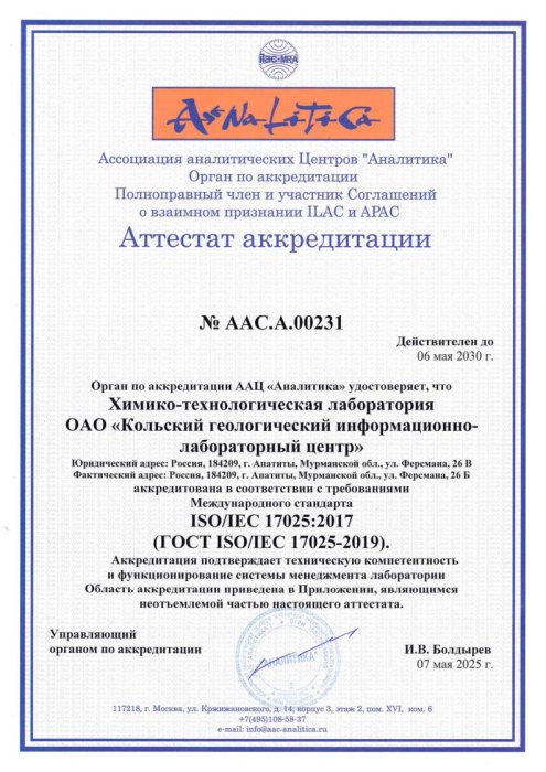 Аттестат "Аналитика" ХТЛ (RU)